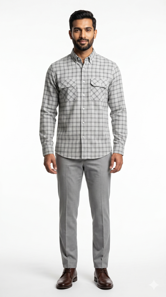 Everyday Light Grey Plaid Flannel
