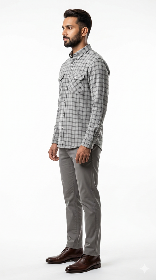 Everyday Light Grey Plaid Flannel