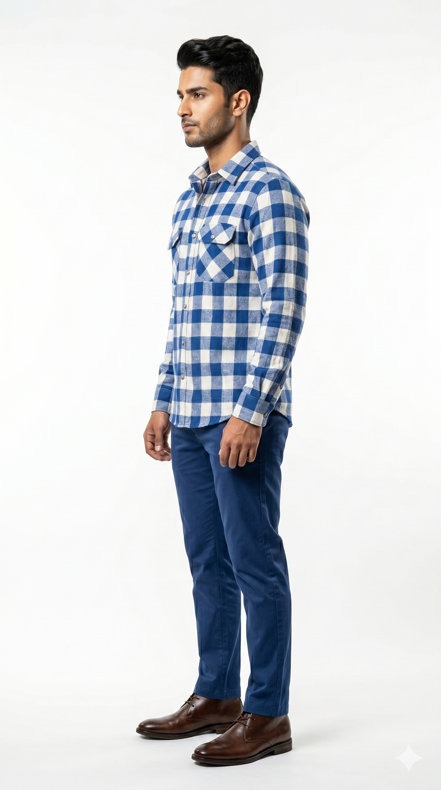 The Royal Blue & White Block Check Shirt