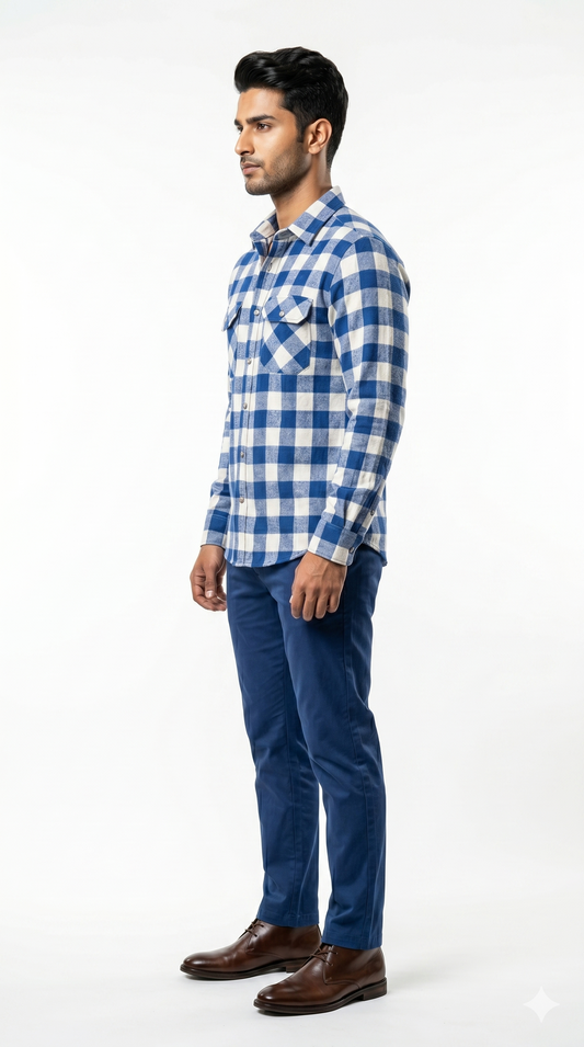 The Royal Blue & White Block Check Shirt