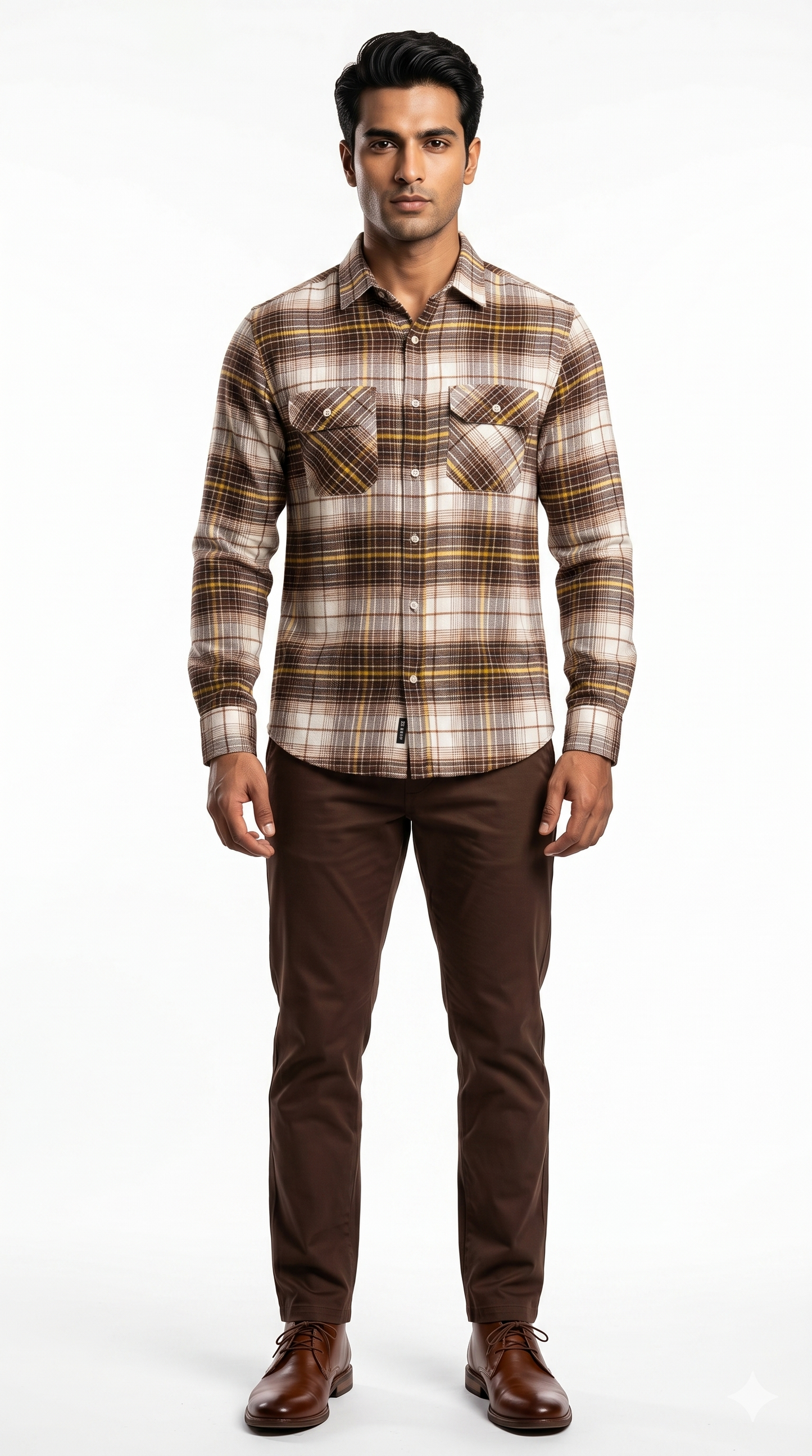 Men's Brown Plaid Flannel Shirt