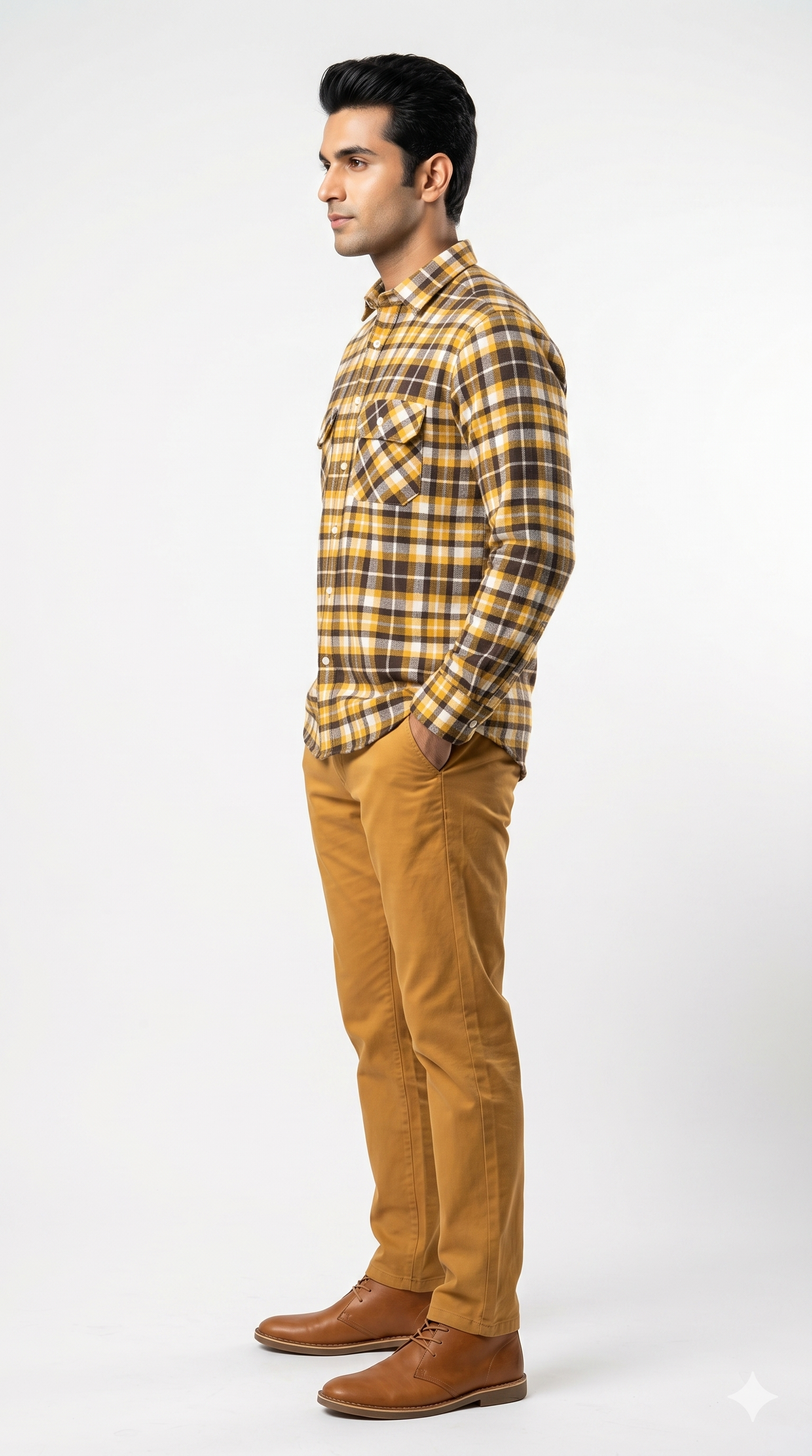 Men's Mustard Yellow Plaid Flannel Shirt