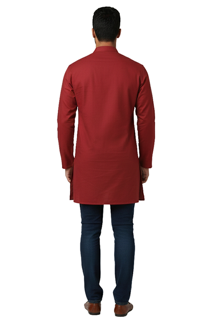 maroon solid kurta