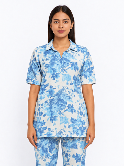 Sky Bloom Cotton Co-ord Set