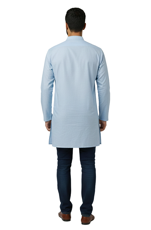 blue solid kurta