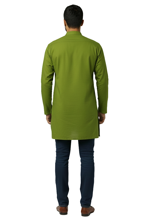 olive green solid kurta